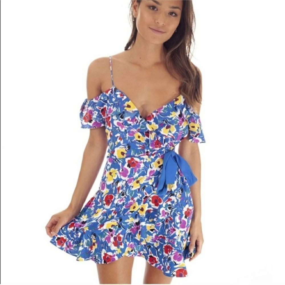 Top Shop Floral Blue Wrap Dress